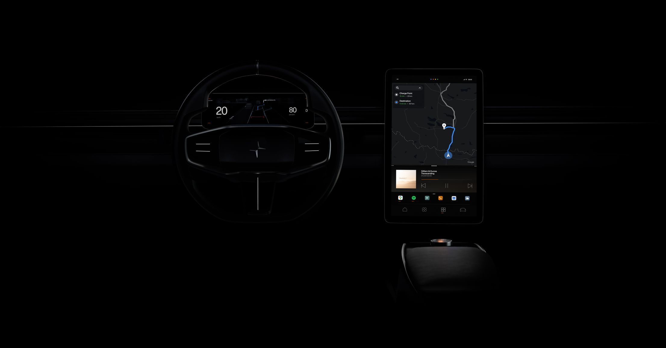 Polestar Android auto navigace