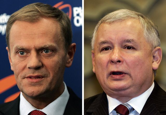Političtí rivalové: Tusk a Kaczyňski
