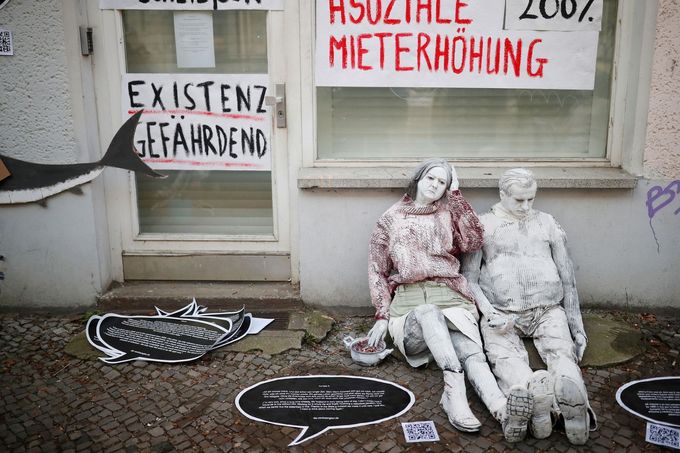 Protest proti rostoucím cenám nájemného v Berlíně.