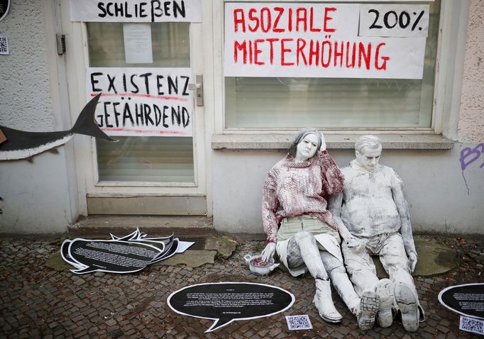 Protest proti rostoucím cenám nájemného v Berlíně.