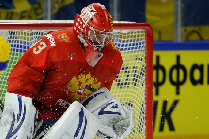 Vasilij Košečkin v zápase proti Švédsku.