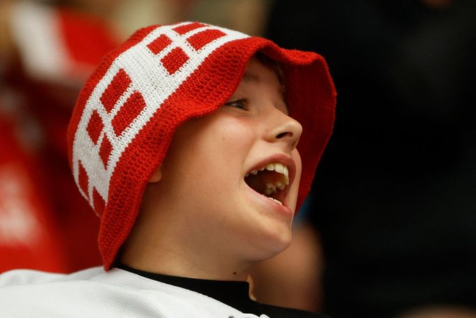 Dánský hokejový fanoušek na MS 2025 v Herningu