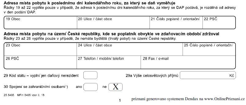 Daňové přiznání krok za korkem 1. strana 2. část