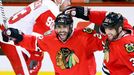 Johnny Oduya a Michal Rozsíval slaví gól