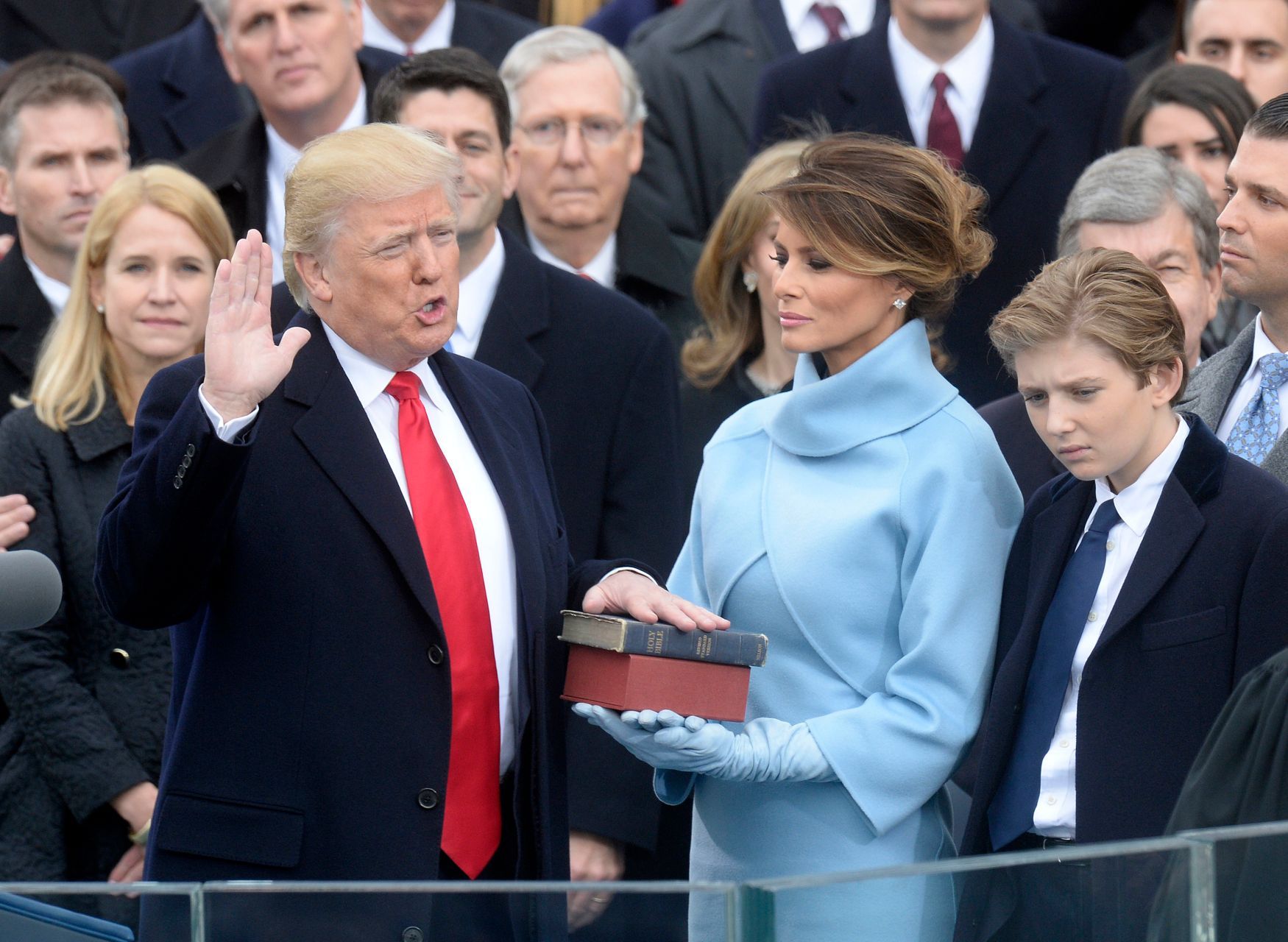 Inaugurace D. Trumpa, s melanií a Barronem