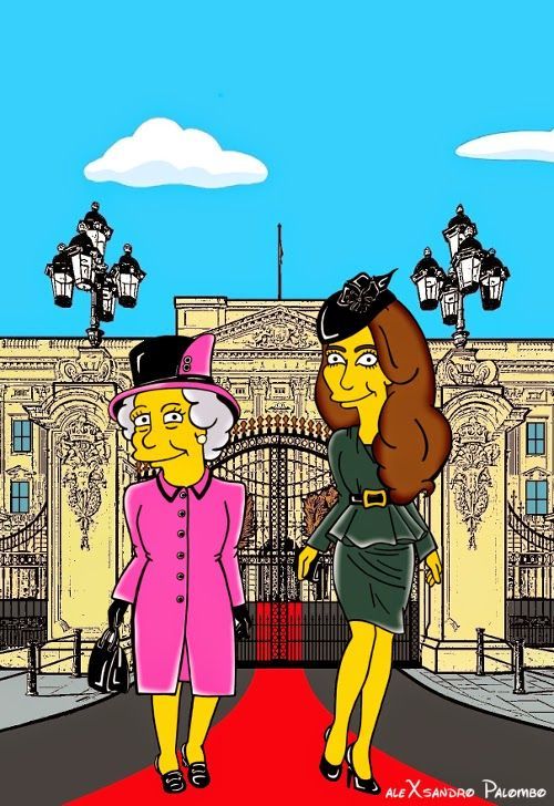 Vévodkyně Catherine jako postava ze seriálu Simpsonovi