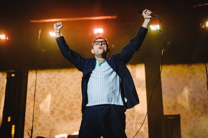 Damon Albarn minulý týden při koncertu Blur ve švédském Gothenburgu.