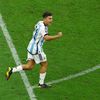 Finále MS ve fotbale 2022, Argentina - Francie: Paulo Dybala slaví proměněnou penaltu