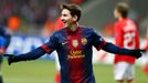 Fotbalista Barcelony Lionel Messi slaví gól v utkání Ligy mistrů 2012/13 proti Spartaku Moskva.