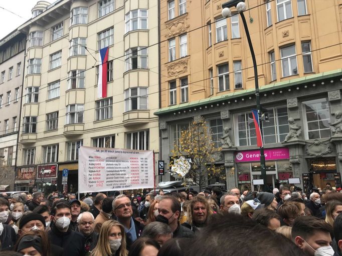 Miroslav Kalousek během piety na Národní třídě