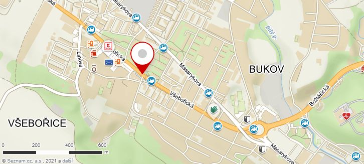 Mapa nehodových míst I/30 Všebořice