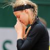 Schmiedlova of Slovakia reacts during her women's singles ma