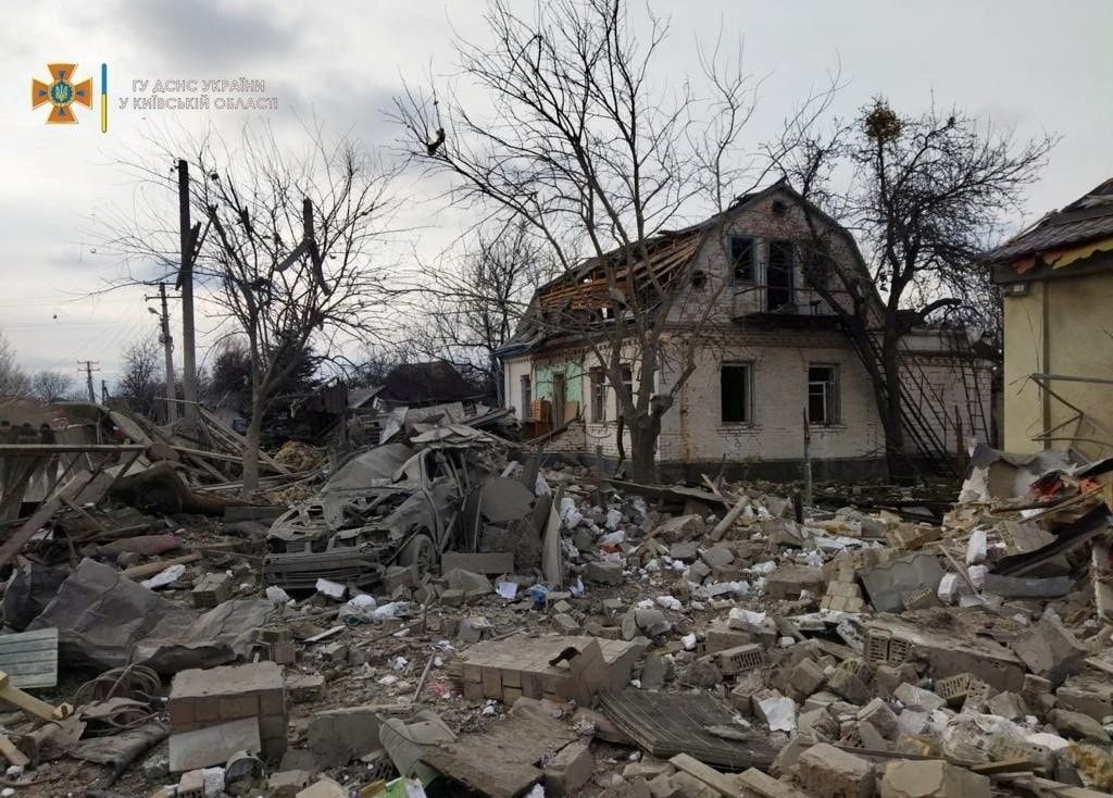 Marchalivka, odstřelování, budovy, Ukrajina, Rusko