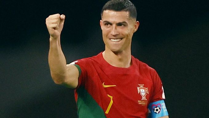 Cristiano Ronaldo slaví gól v utkání MS 2022 Portugalsko - Ghana