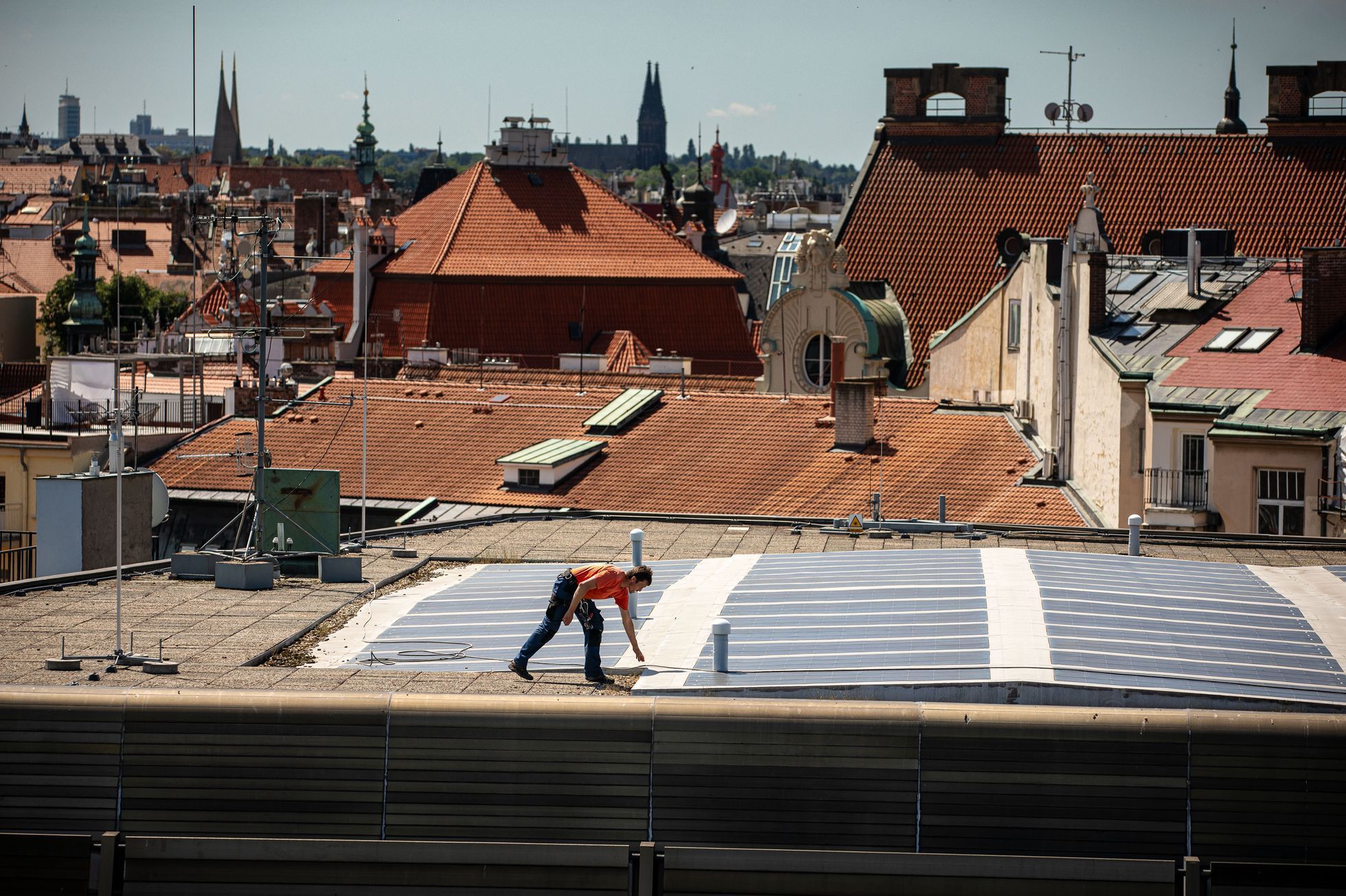 Praha, panorama, Pražský hrad, pohled ze střech, Praha z výšky
