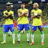 Brazilci slaví gól v osmifinále MS 2022 Brazílie - Jižní Korea