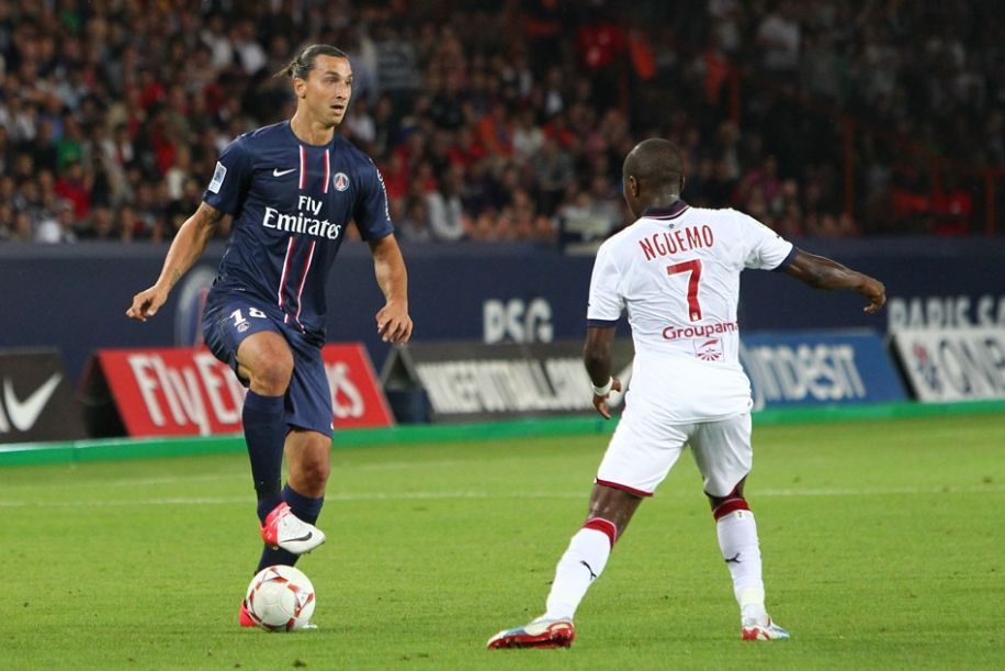 Zlatan Ibrahimovič z Paris St. Germain v zápase proti Bordeaux