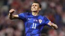 Ante Budimir slaví gól v utkání kvalifikace MS 2026 Chorvatsko - Česko