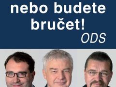 Plakát ČSSD z třemi poslanci, kteří opustili její poslanecký klub - Melčákem, Pohankou a Snítilým
