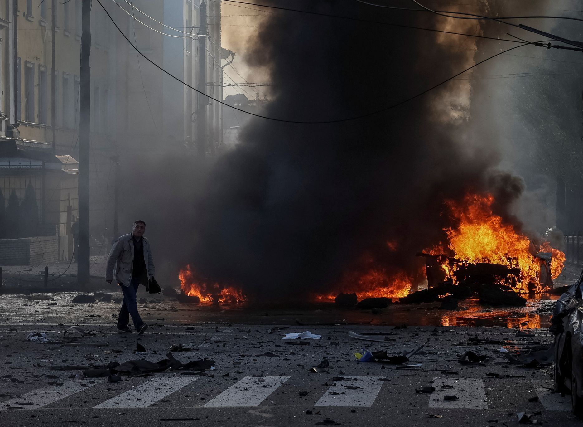 Útok zasáhl centrum Kyjeva.