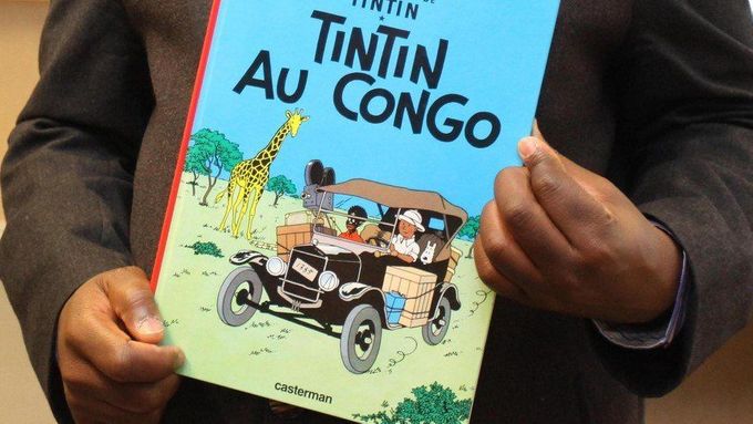 Obal knihy Tintin v Kongu.