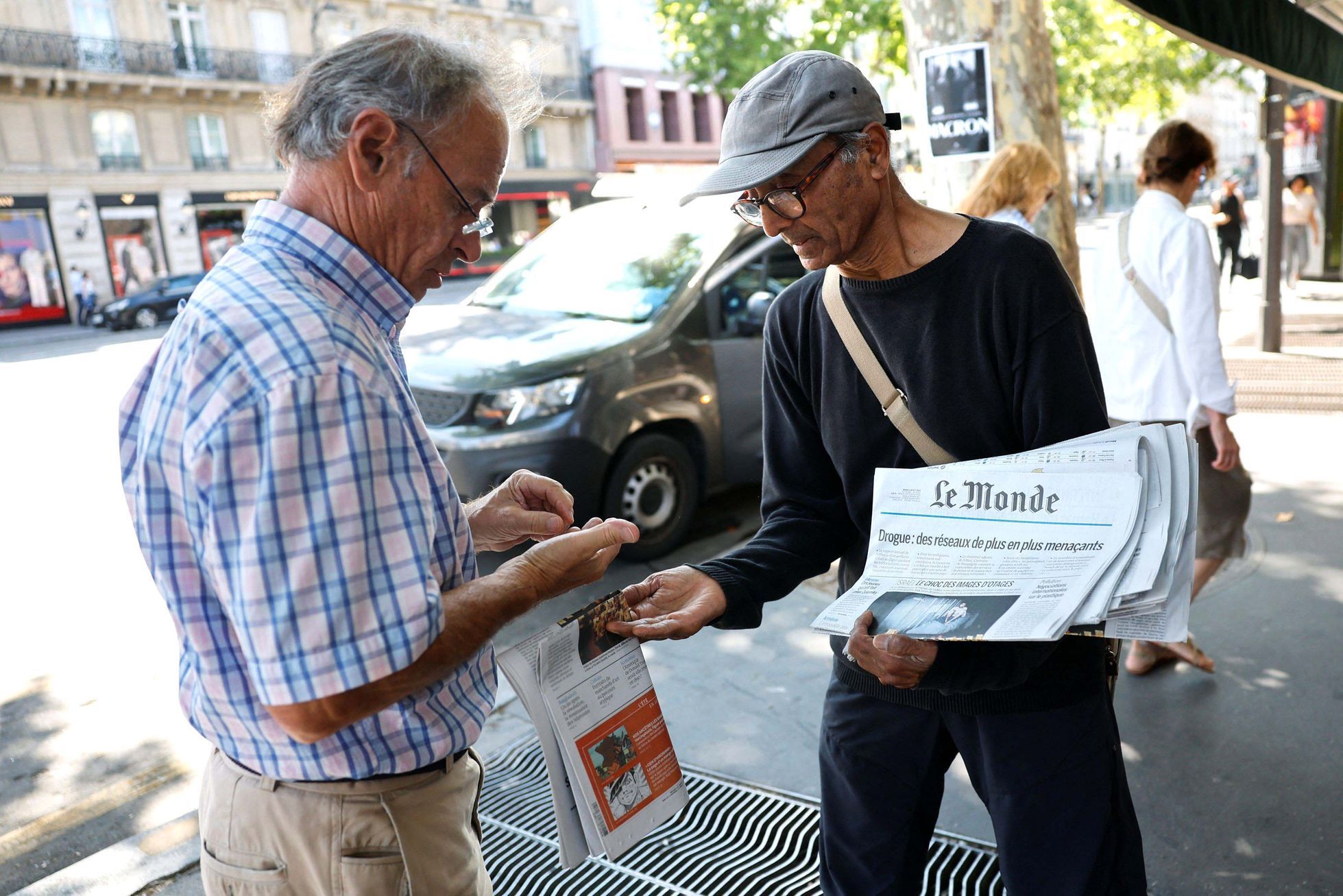 Paříž, Francie, kolportér, noviny, poslední, Le Monde