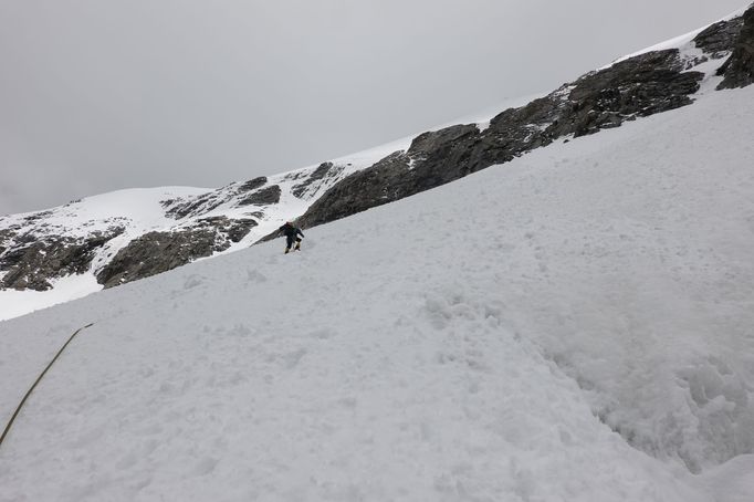 Pavel Kořínek na ledovci nad C1