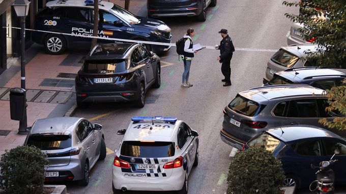 Policie na místě útoku v centru Madridu.