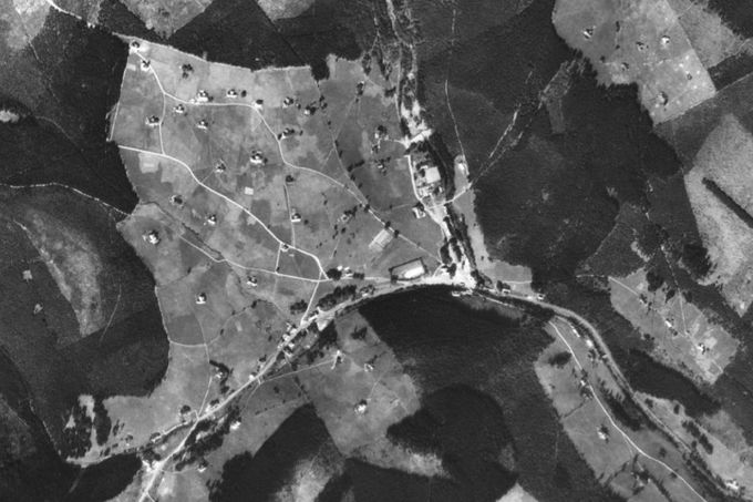 Pec pod Sněžkou 1950 letecký snímek