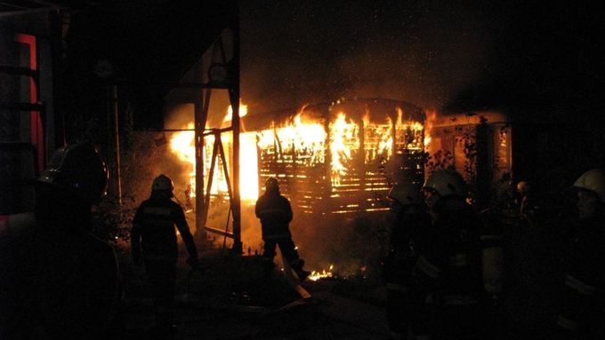 Požár vagónů na nádraží v Českých Budějovicích