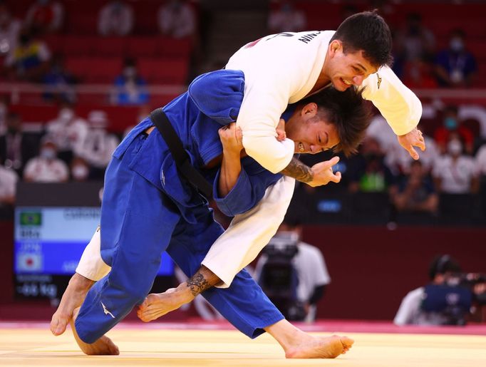 Hifumi Abe v semifinále turnaje judistů do 66 kg na olympiádě v Tokiu 2021.