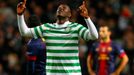 Fotbalista Celticu Glasgow Victor Wanyama slaví gól v utkání proti Barceloně v Lize mistrů 2012/13.