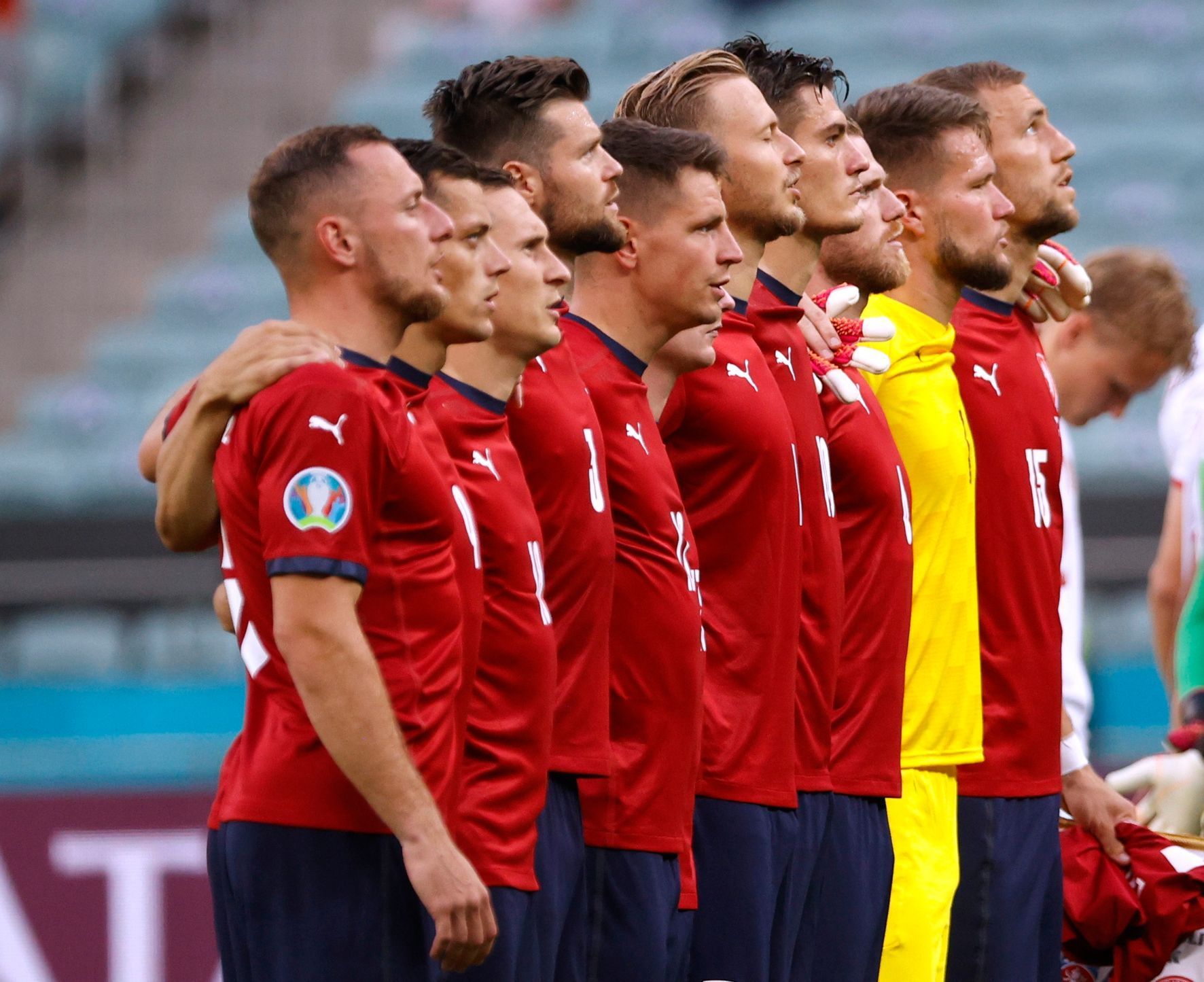 Hráči Česka před čtvrtfinále Česko - Dánsko na ME 2020