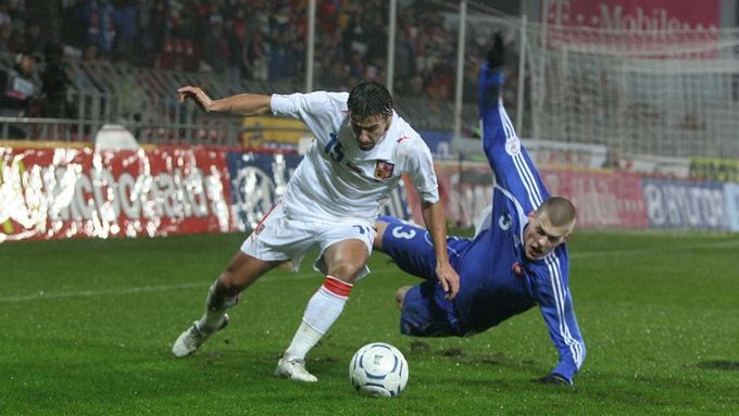 Milan Baroš v posledním kvalifikačním zápase se Slovenskem.
