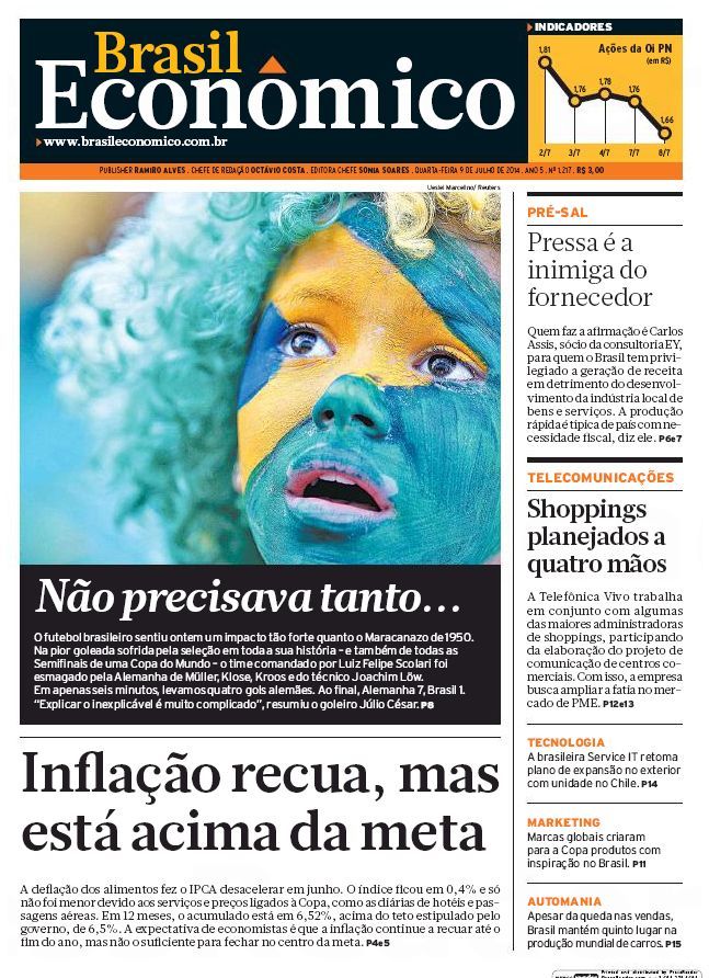 Fotbal - Titulní strany novin - Brazílie: Brasil Economico