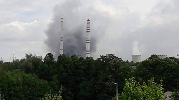 Požár elektrárny v Dětmarovicích.