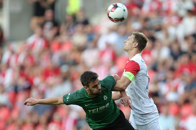 5. kolo fotbalové FORTUNA:LIGY, Slavia - Jablonec: Milan Škoda (vpravo)