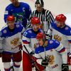 Russia's Kulyomin celebrates his goal against Slovenia with team mates during their Ice Hockey World Championship game at the CEZ arena in Ostrava