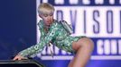 U.S. singer Miley Cyrus performs at the O2 Arena in central London