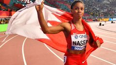 FILE PHOTO: Bahrain's Salwa Eid Naser reacts after winning 400 metres gold at the 2019 World Athletics Championships