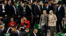 Japan's Emperor Akihito and Empress Michiko attend the Davis Cup quarter-final men's doubles tennis match between Japan's Ito and Uchiyama, and Czech Republic's Stepanek