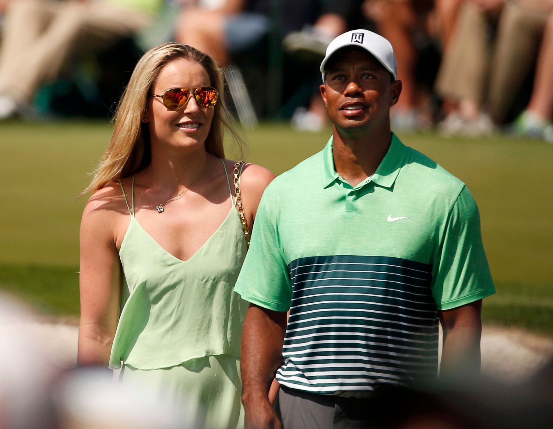Lindsey Vonnová a Tiger Woods v Augustě 2015