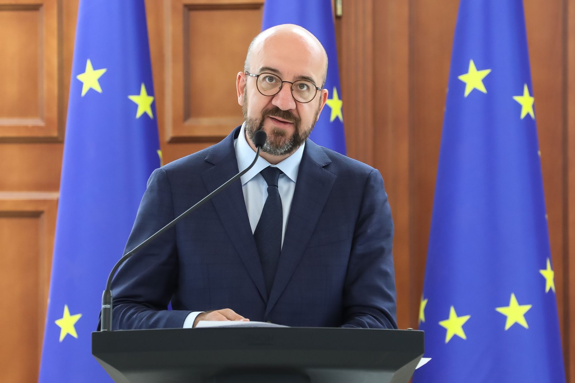 Moldavsko - Charles Michel, předseda Evropské rady, Maia Sanduová, prezidentka Moldavska