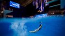 Fukuoka 2023 World Aquatics Championships - Diving - Fukuoka Prefectural Pool, Fukuoka, Japan - July 18, 2023 A diver in action during a practice session. REUTERS/Stefan