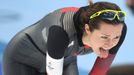 Isabelle Weidemannová z Kanady v závodě rychlobruslařek na 5000 m na ZOH v Pekingu 2022