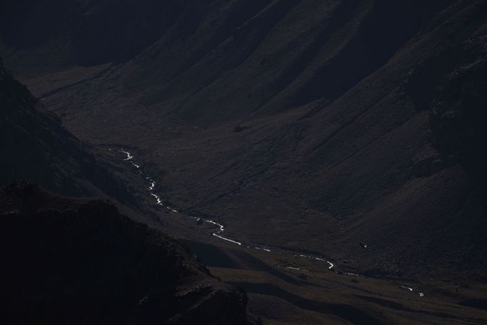 Vysychající jezero Penuelas v Chile.