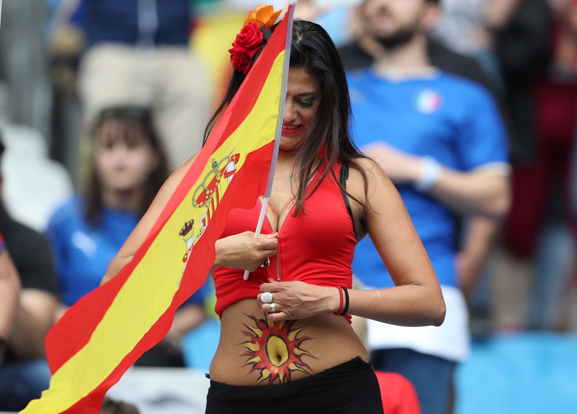 Euro 2016, Itálie-Španělsko: španělská fanynka