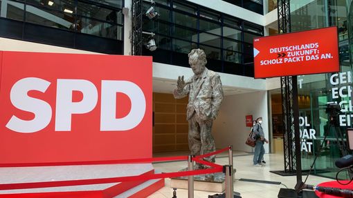 Volební štáb německých sociálních demokratů (SPD).