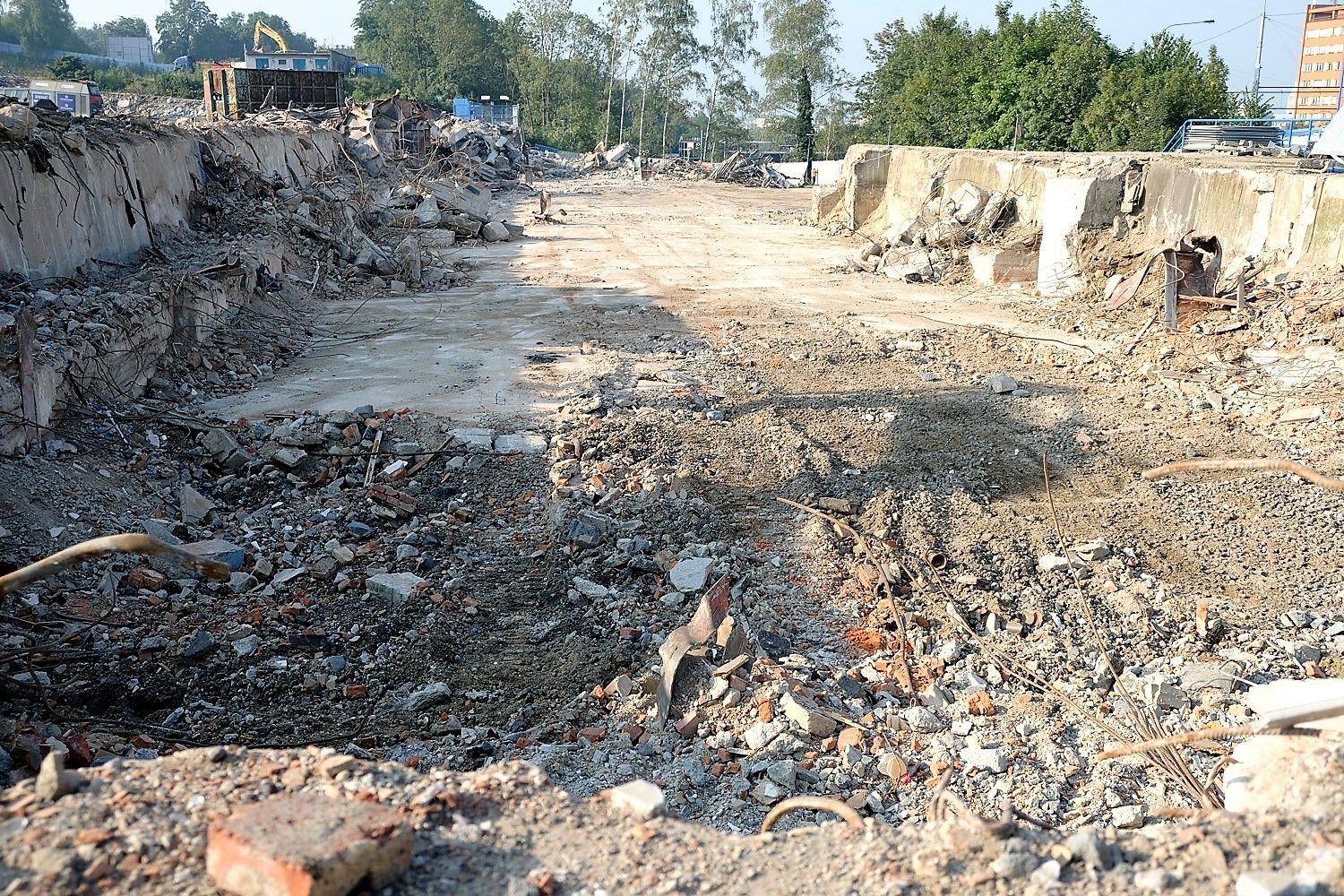 Zbourané stadion Baníku Bazaly na konci července 2018