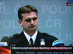 Nový šéf dopravní policie - Martin Červíček - během tiskové konference.